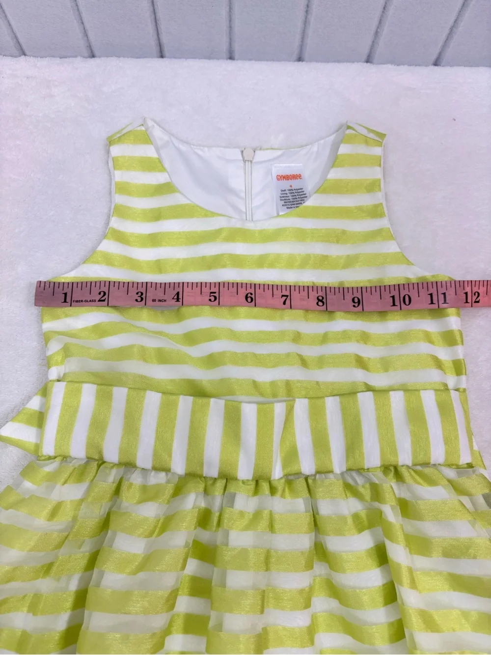 Gymboree Lime Green & White Striped Sleeveless Fit-and-Flare Dress